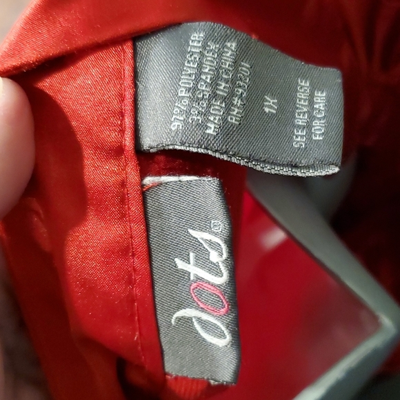 Dots Red short sleeve frilly peplum blouse 1XL - Picture 3 of 3